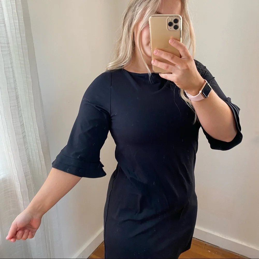 Revolve Susana Mónaco Black Bell Sleeve Knee Length Dress Large_11